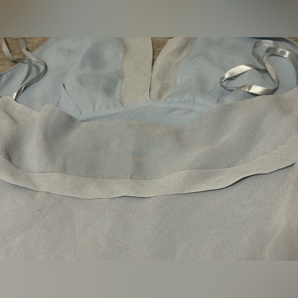 Vintage BCBG MaxAzria Embroidered Blue Floral Y2K Asymmetrical Halter Dress - Picture 6 of 7